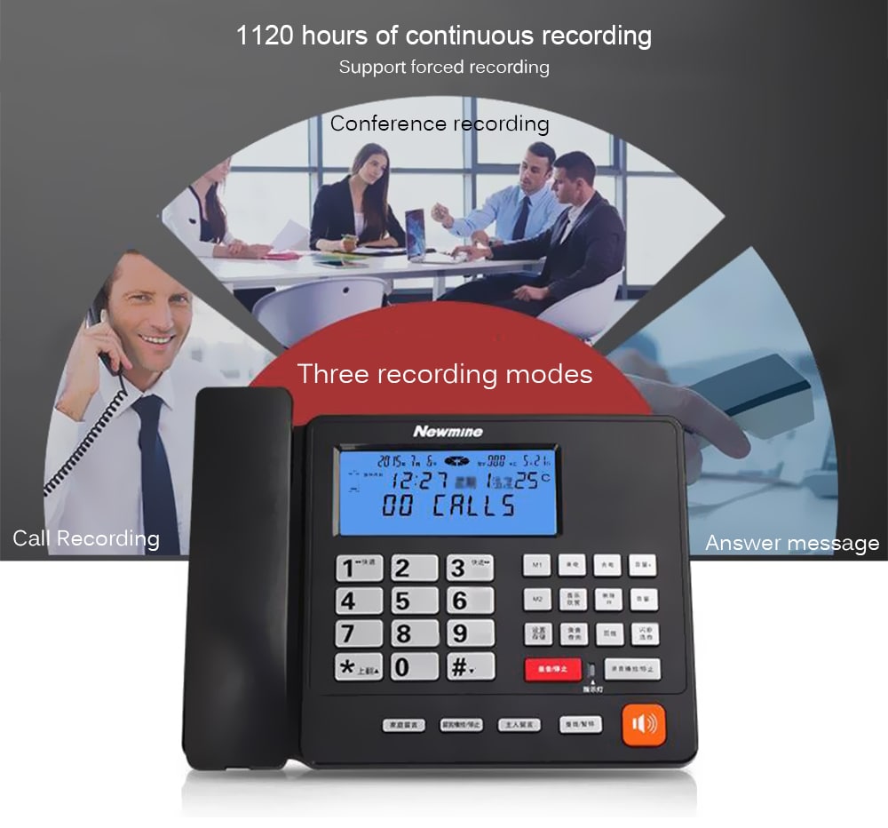 Smart Business Home Message Recording Telephone- Black