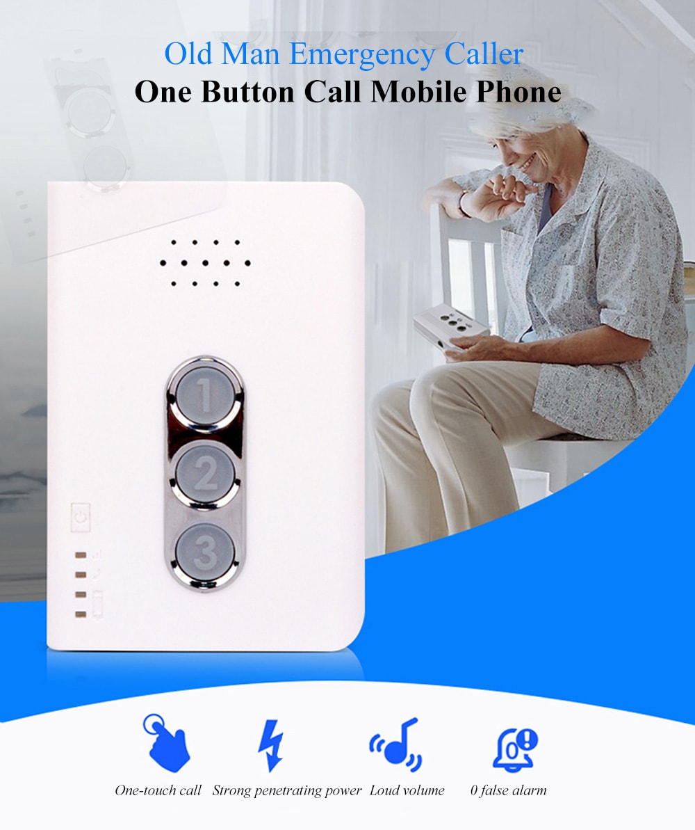 Old Man Emergency Caller One Button Call Mobile Phone Built-in Antenna Version- White