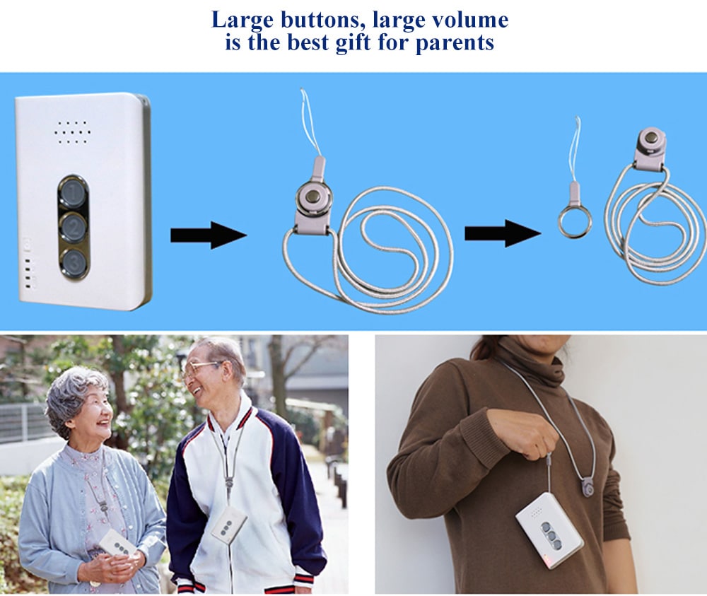 Old Man Emergency Caller One Button Call Mobile Phone Built-in Antenna Version- White