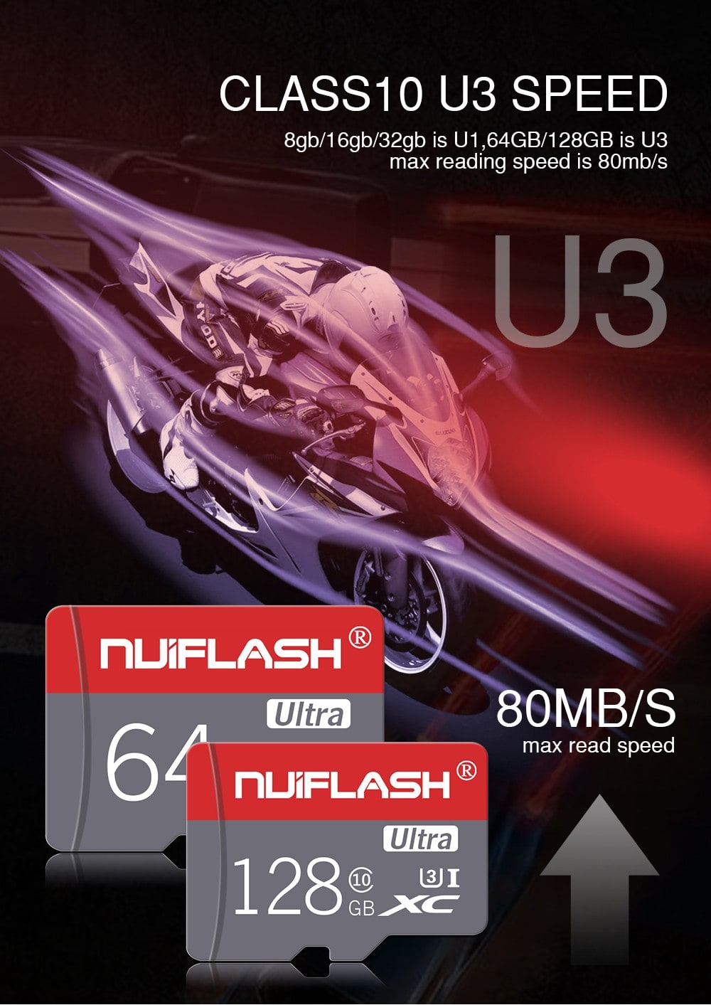 Nuiflash High Speed ​​TF / Micro SD Memory Card with Holder- Multi 16GB