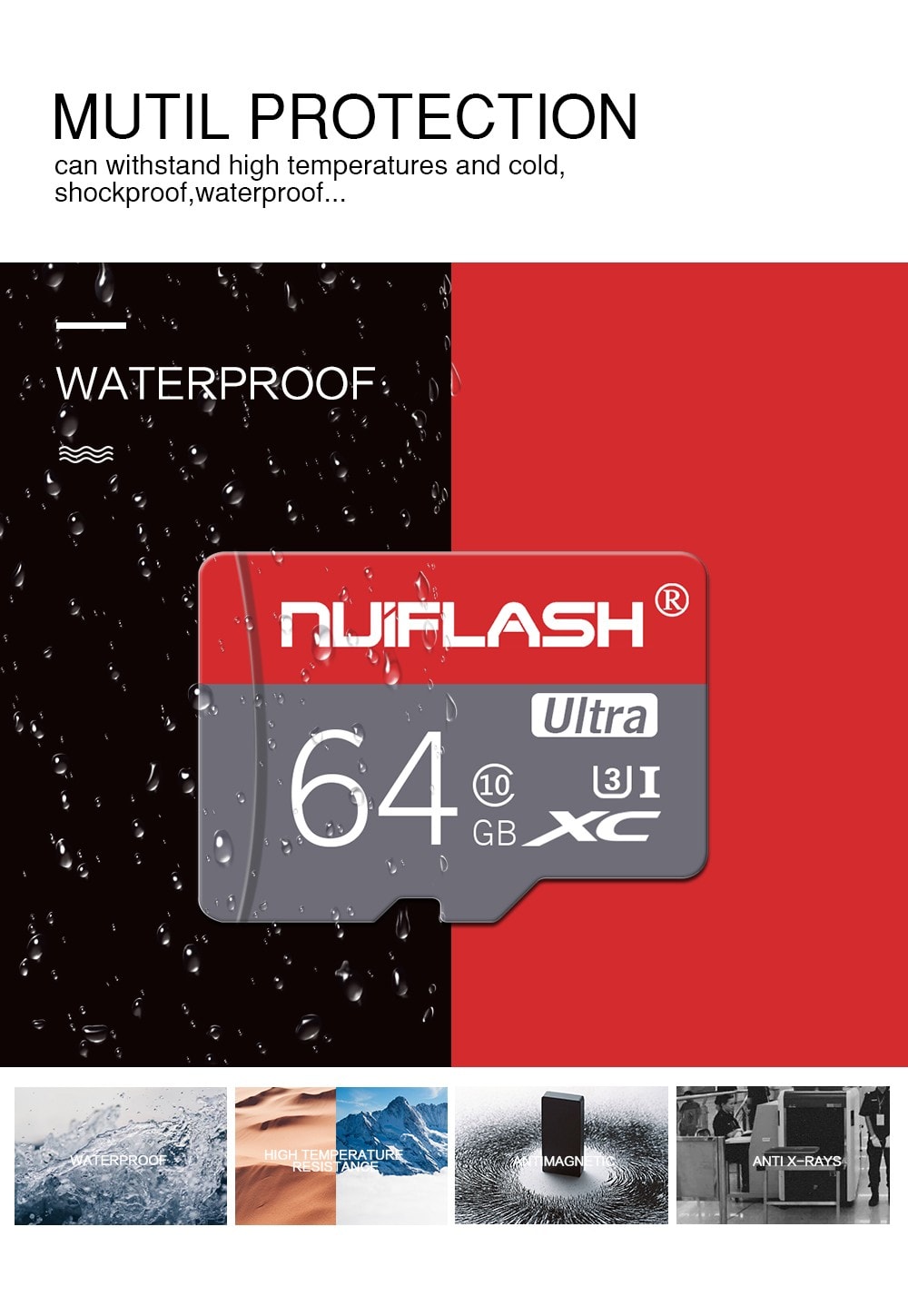 Nuiflash High Speed ​​TF / Micro SD Memory Card with Holder- Multi 16GB