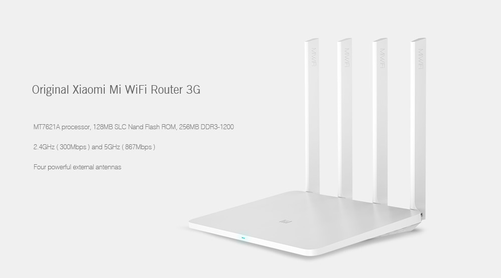 Original Xiaomi Mi WiFi Router 3G 1167Mbps 2.4GHz 5GHz Dual Band 128MB ROM- White