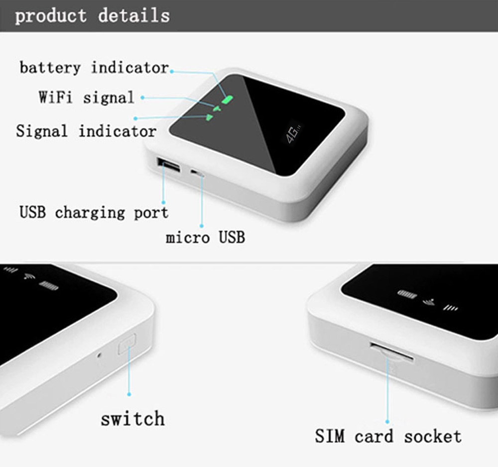 Portable Hotspot MiFi 4G Wireless Wifi Mobile Router FDD 100M- White