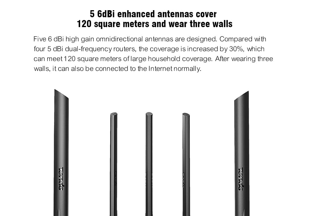 TENDA AC11 2.4GHz Plus 5GHz WiFi AC 1200M Large-scale Gigabit Dual-band Wireless Router- Black