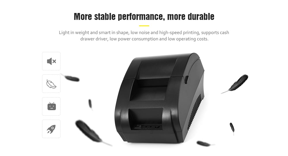 ZJ - 5890K Mini 58mm POS Receipt Thermal Printer with USB Port- Black EU Plug