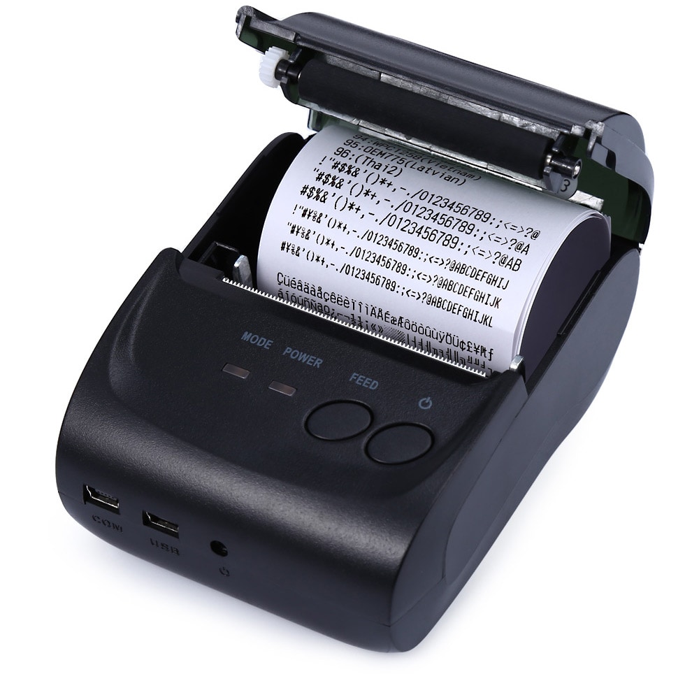 ZJ - 5802LD Mini Bluetooth 2.0 3.0 4.0 58mm Thermal Receipt Printer- Black EU Plug