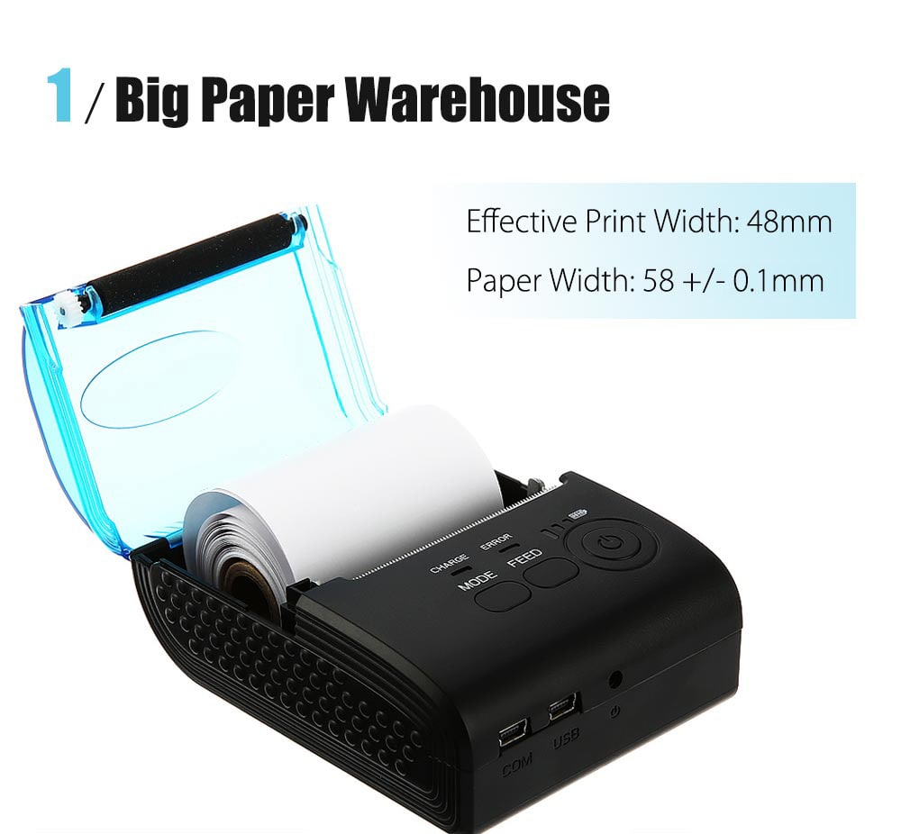 ZJIANG ZJ - 5805 Portable 58mm Bluetooth Android 4.0 Thermal POS Printer- Black EU Plug