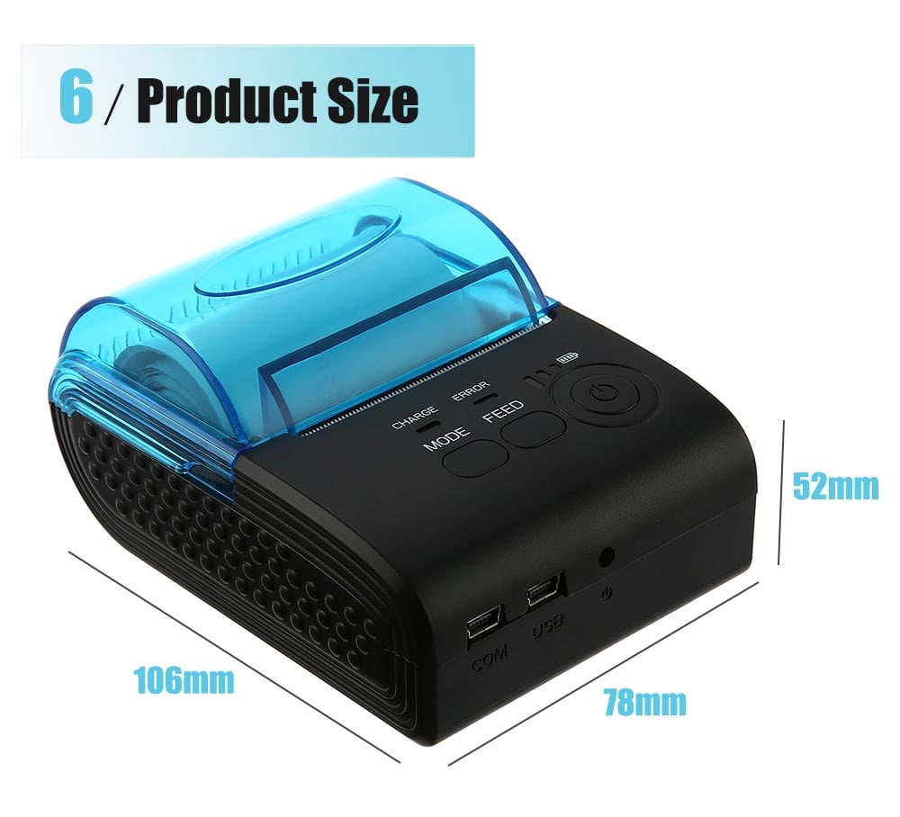 ZJIANG ZJ - 5805 Portable 58mm Bluetooth Android 4.0 Thermal POS Printer- Black EU Plug