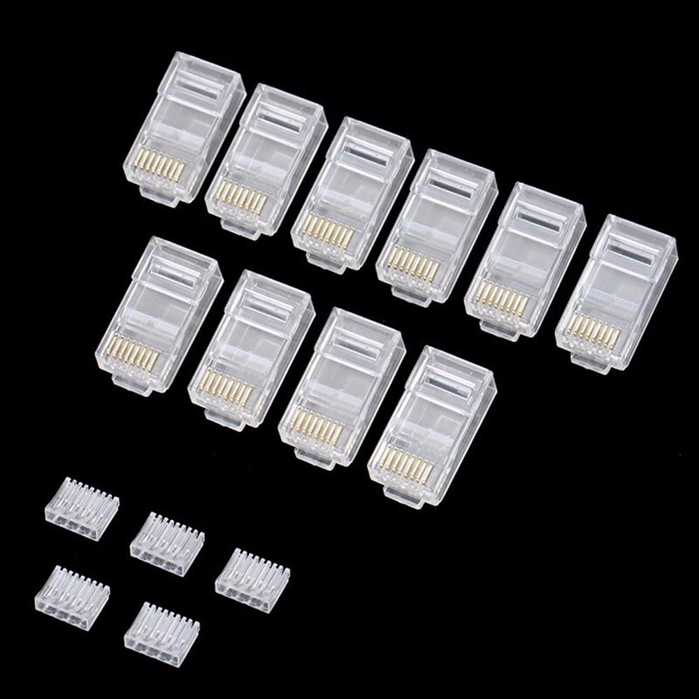 Vention 10pcs Cat6 RJ45 Unshielded Crystal Head Modular Plugs for Stranded UTP Cable- Transparent