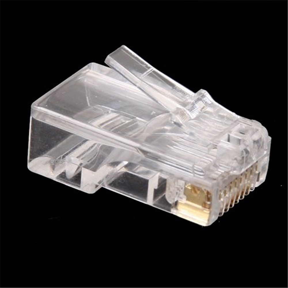 RJ45 Network LAN CAT5e Cat6 Patch Cable Crimp Plug Connector GOLD Pins- Transparent 100pcs