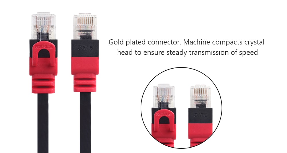 REXLIS RJ45 Male to RJ45 Male Ethernet Connection Cable- Red 2M