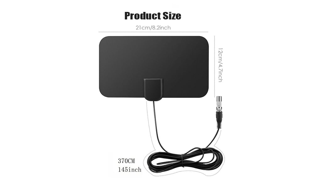 TY13 Flat High Gain HDTV High-definition Digital TV Antenna DVB-T2- Black