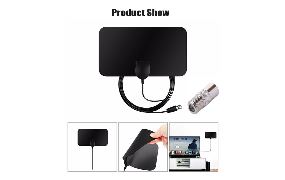 TY13 Flat High Gain HDTV High-definition Digital TV Antenna DVB-T2- Black