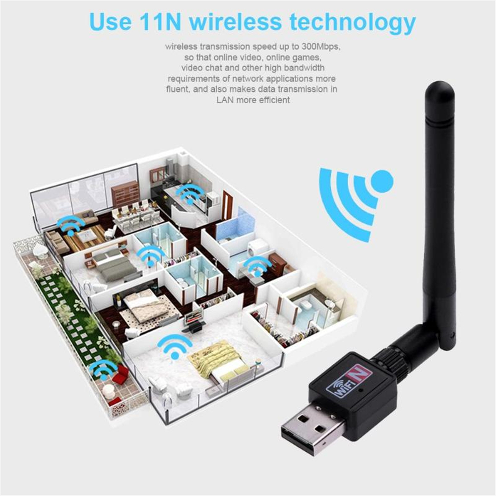 Wireless USB Dual Band 5G / 2.4G Antenna Support Windows XP or Vista / PC / 7 / 8 / 10 / Mac OS X 10.6 - 10.13- Black