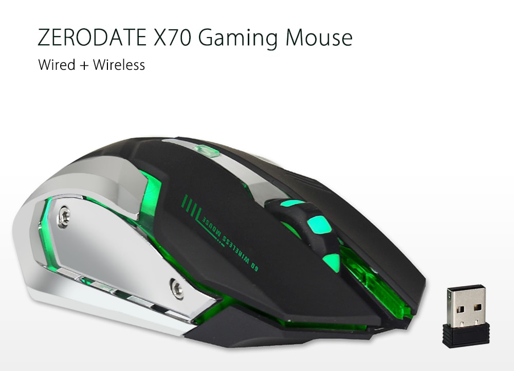 ZERODATE X70 Dual-mode Gaming Mouse 2400DPI with Breathing Light- White