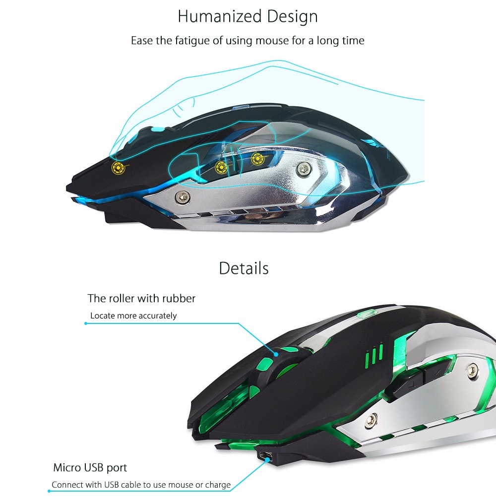 ZERODATE X70 Dual-mode Gaming Mouse 2400DPI with Breathing Light- White