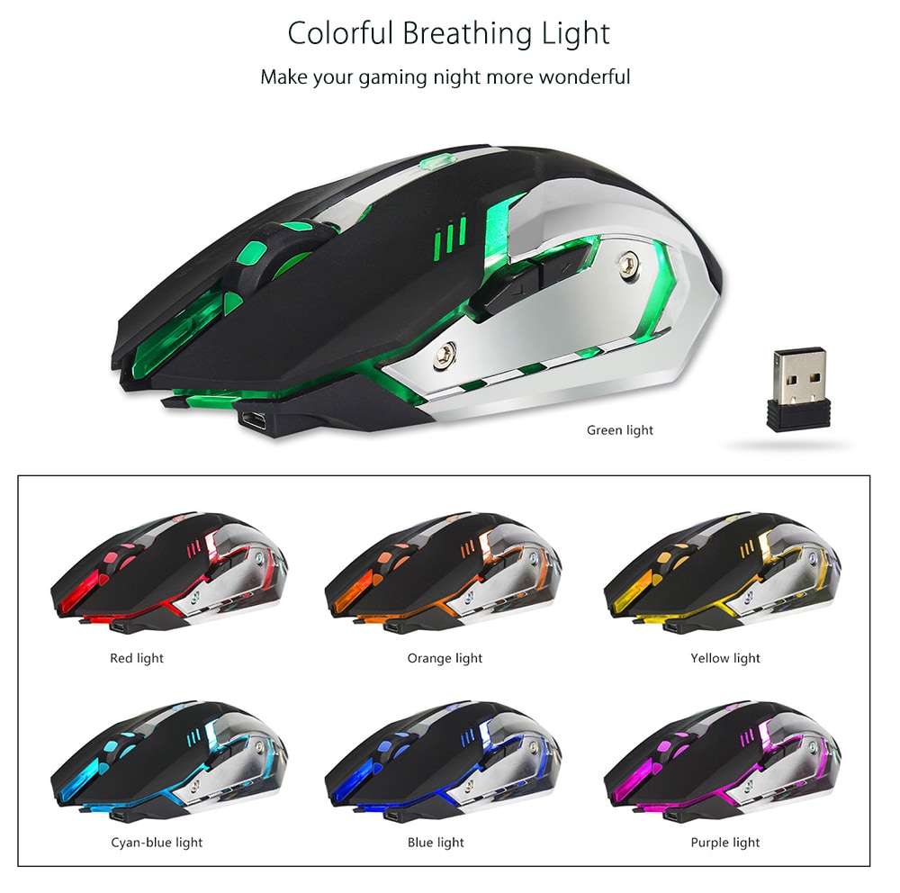 ZERODATE X70 Dual-mode Gaming Mouse 2400DPI with Breathing Light- White