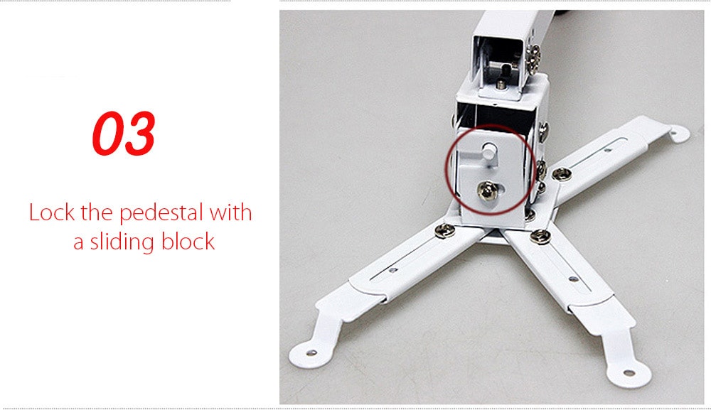 Universal Adjustable Projector Ceiling Mount Loading 15KG Wall Hanging Bracket Holder- White