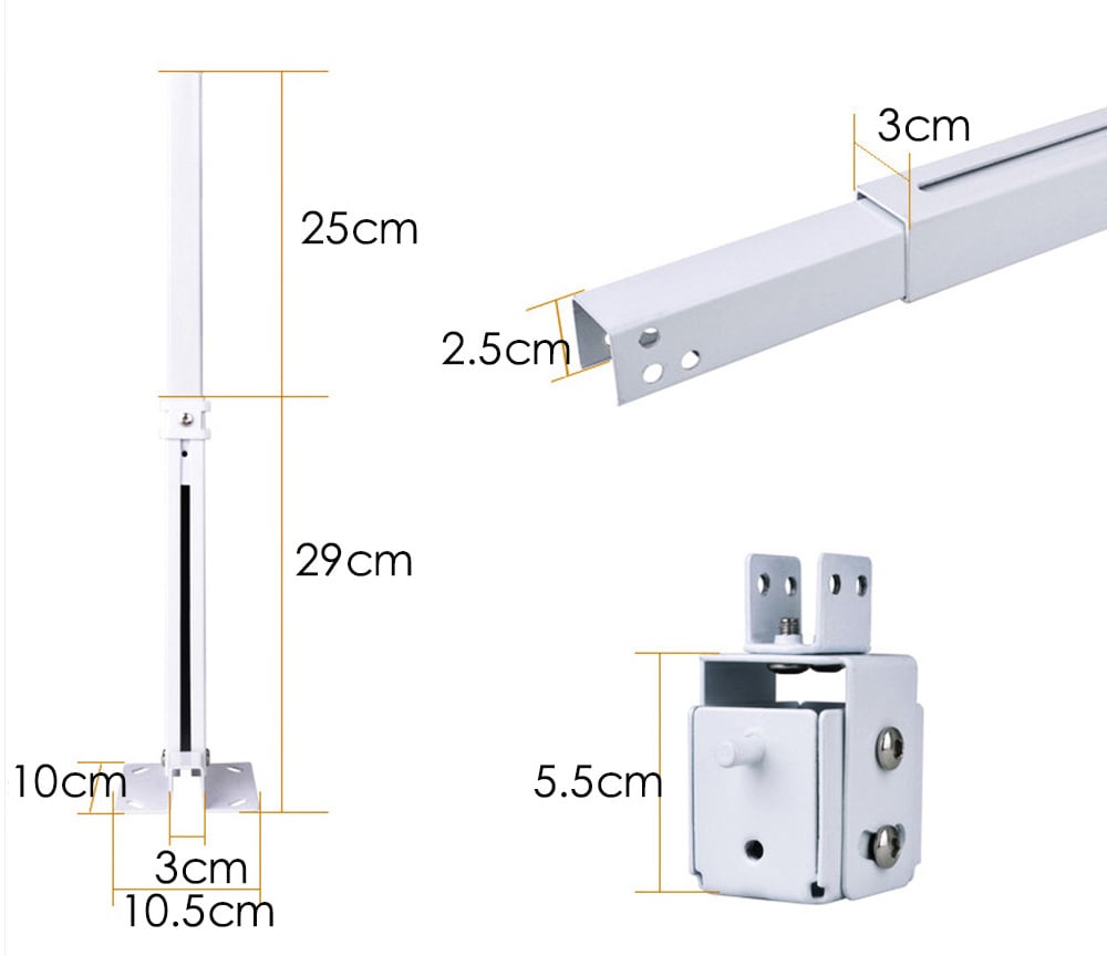 Universal Adjustable Projector Ceiling Mount Loading 15KG Wall Hanging Bracket Holder- White