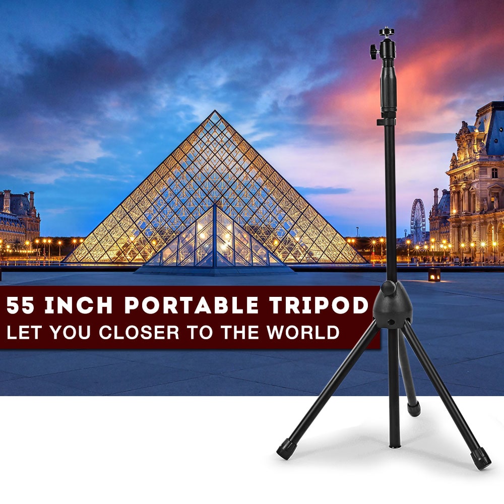 V2 Portable Tripod 55 inch Holder for Mini Projector Camera with Bag- Black