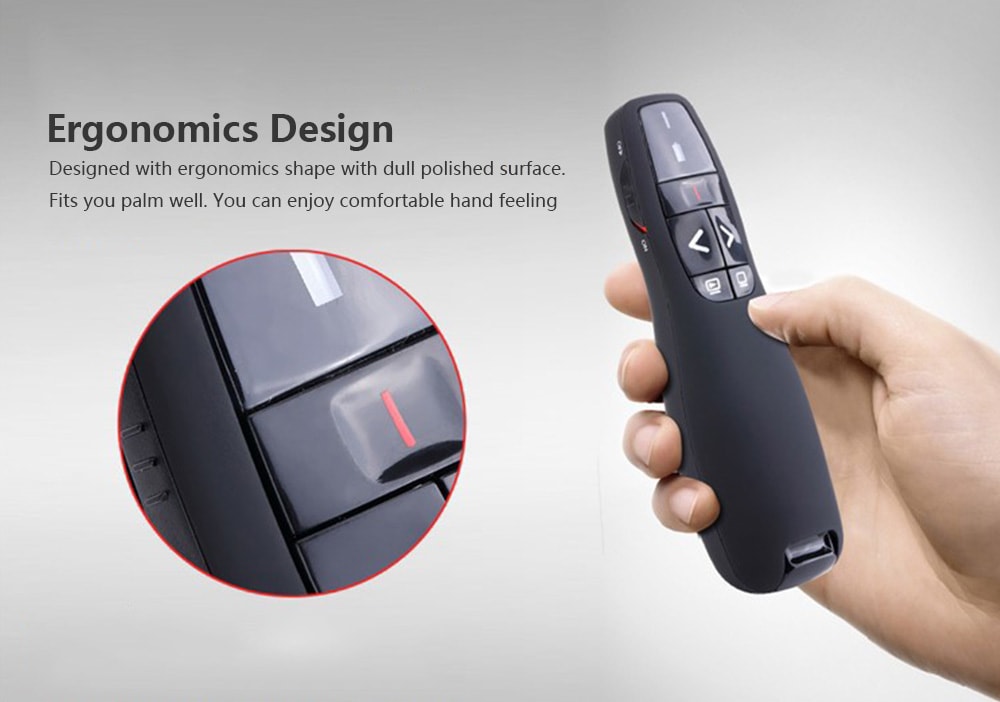 VIBOTON R400 2.4G Wireless Remote Control RF PPT Presenter USB Presentation Pen- Black