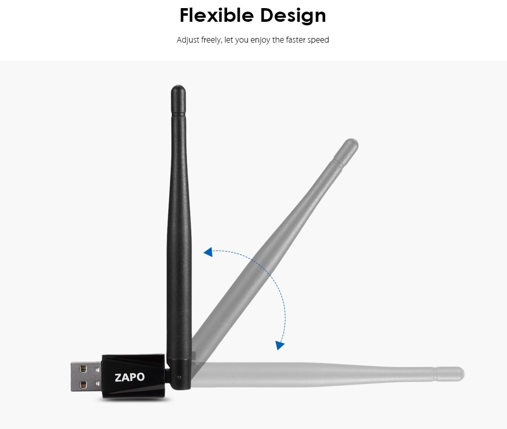 ZAPO RTL8188 USB WiFi Adapter 150M Portable Network Router 2.4GHz- Black