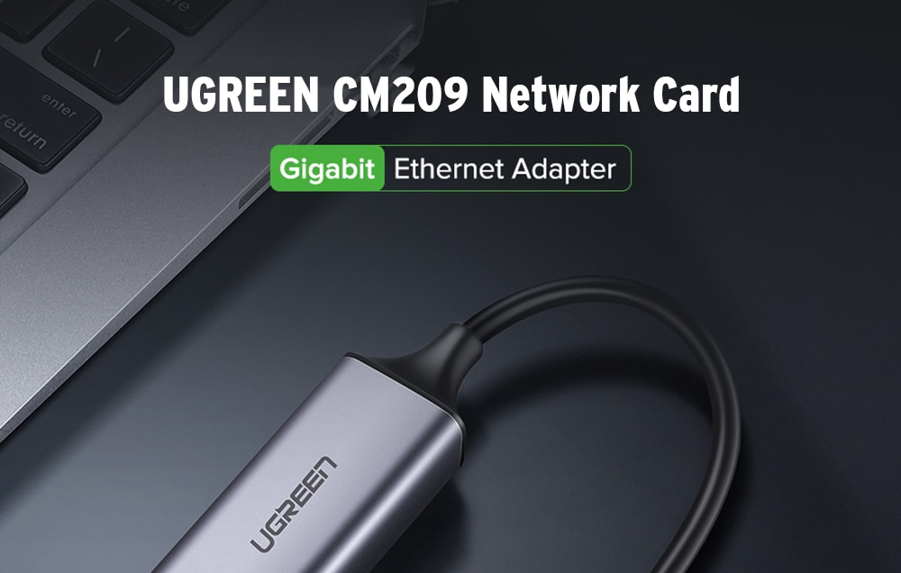 UGREEN CM209 Fast Speed Transmission / Driver Free / Smart Chipset Network Card Adapter- Dark Gray