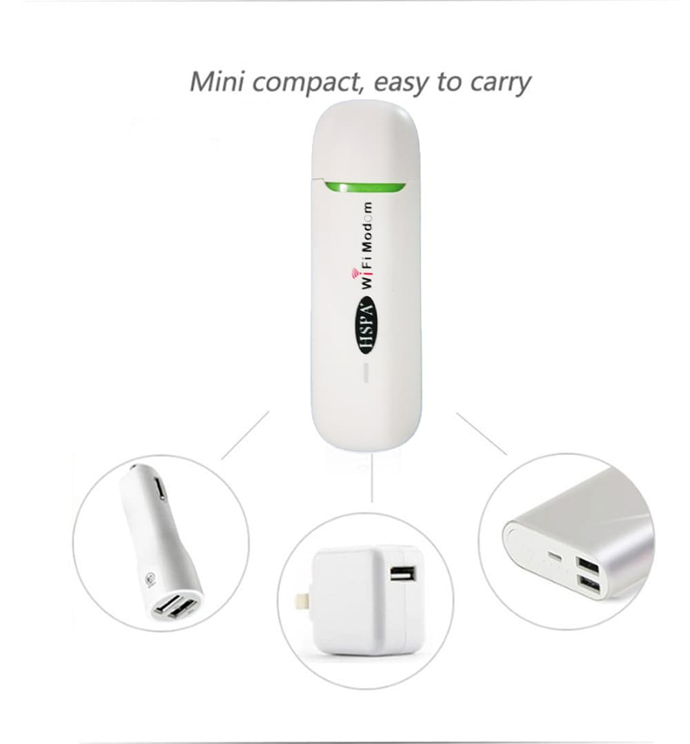 USB 3G WiFi Hotspot Wireless WCDMA Modems With SIM Card Slot- White