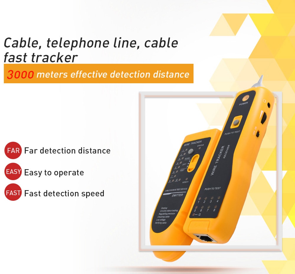 UTP STP Cat5 Cat6 RJ45 Line Finder Telephone Wire Tracker Diagnose Tone Tool Kit LAN Network Cable Tester- Saffron