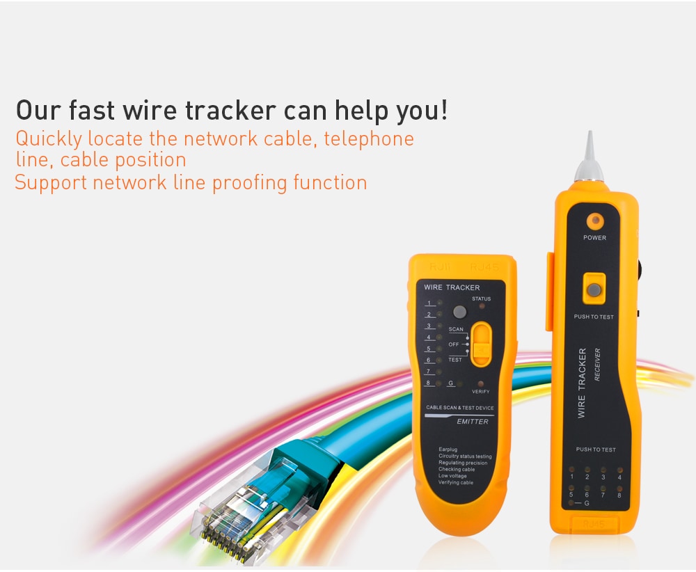 UTP STP Cat5 Cat6 RJ45 Line Finder Telephone Wire Tracker Diagnose Tone Tool Kit LAN Network Cable Tester- Saffron