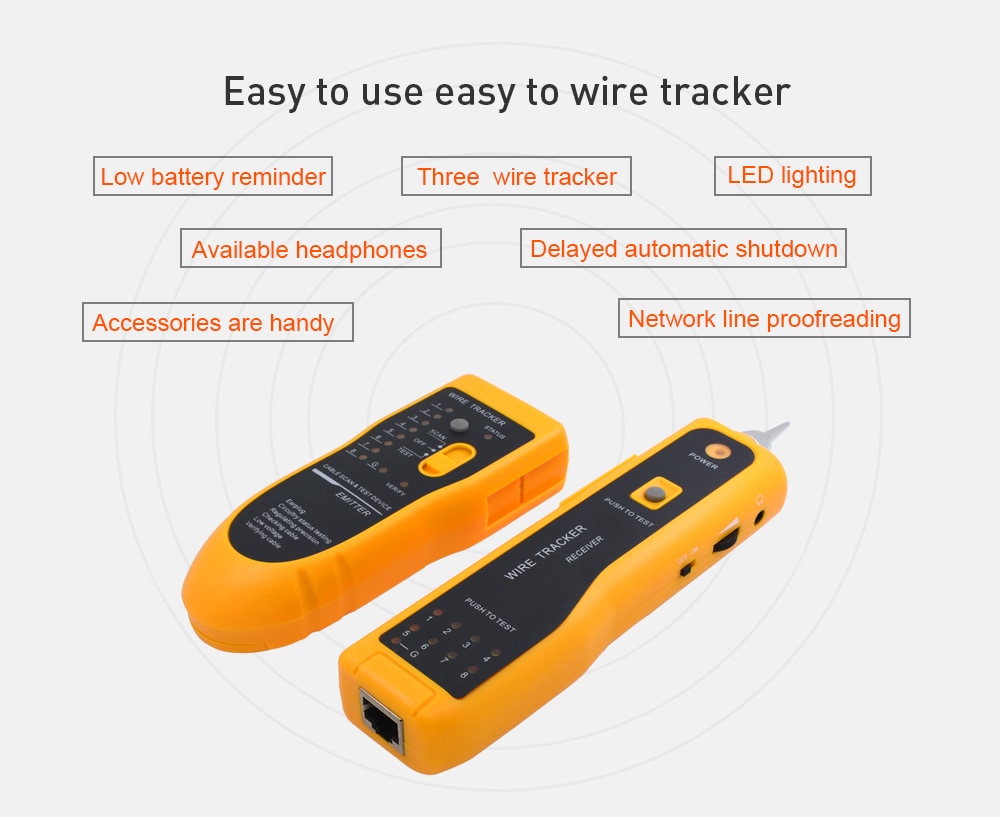 UTP STP Cat5 Cat6 RJ45 Line Finder Telephone Wire Tracker Diagnose Tone Tool Kit LAN Network Cable Tester- Saffron