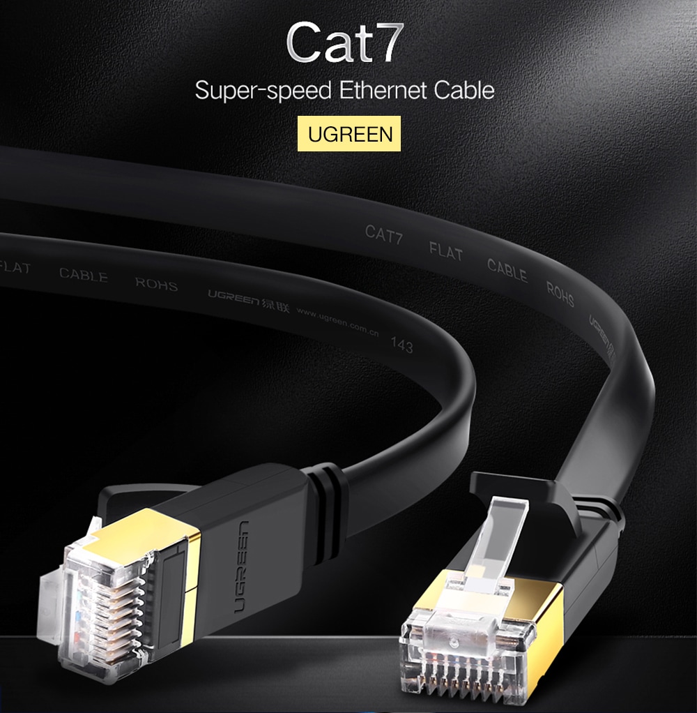 UGREEN NW106 Ethernet Cable RJ45 Cat7 LAN Wire UTP Network Line Compatible with Patch Cord for Modem Router 2M- Black