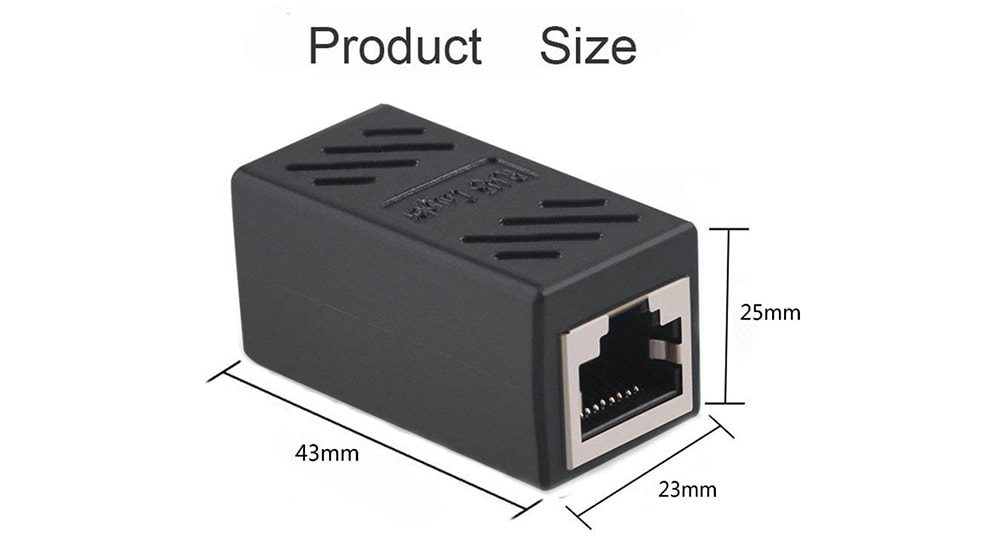 RJ45 Network Coupler Ethernet Cable Extender Adapter for Cat7 Cat6 Cat5e 2PCS- Black