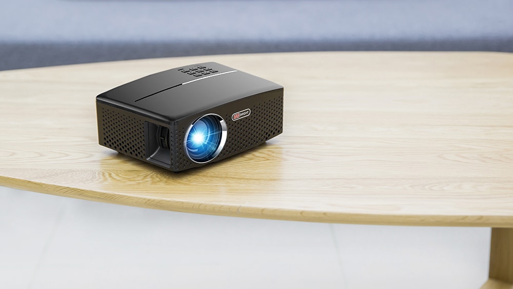 VIVIBRIGHT GP80 LED 1800 Lumens HD Mini Portable Projector for Home Theater Cinema Supprot 1080P USB HDMI- Natural Black US Plug