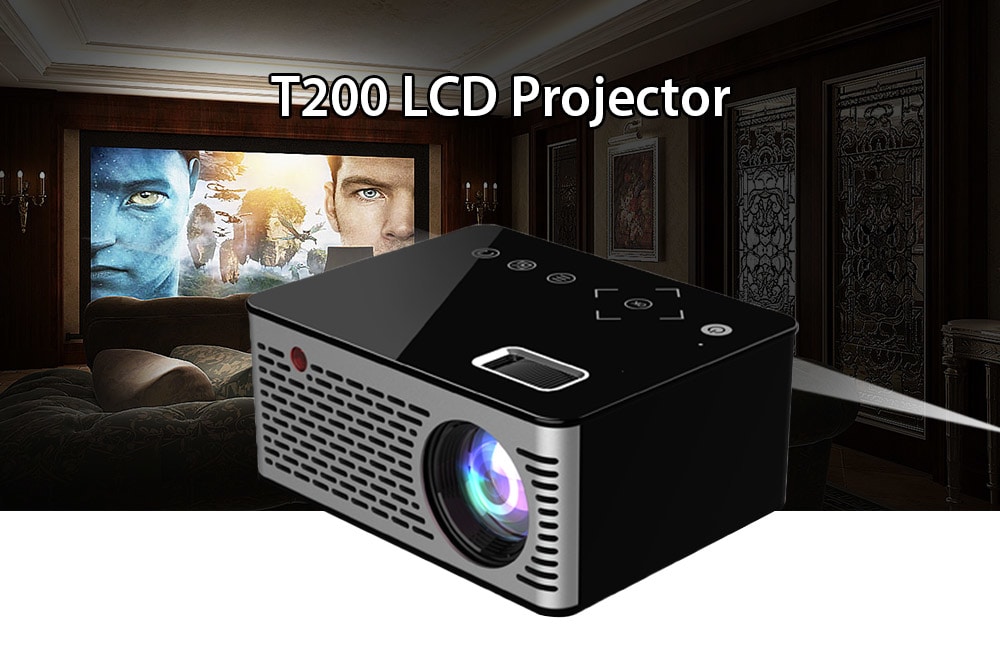 T200 LCD Home Theater Projector 320 x 240P USB / TF / HDMI / AV- Black US Plug