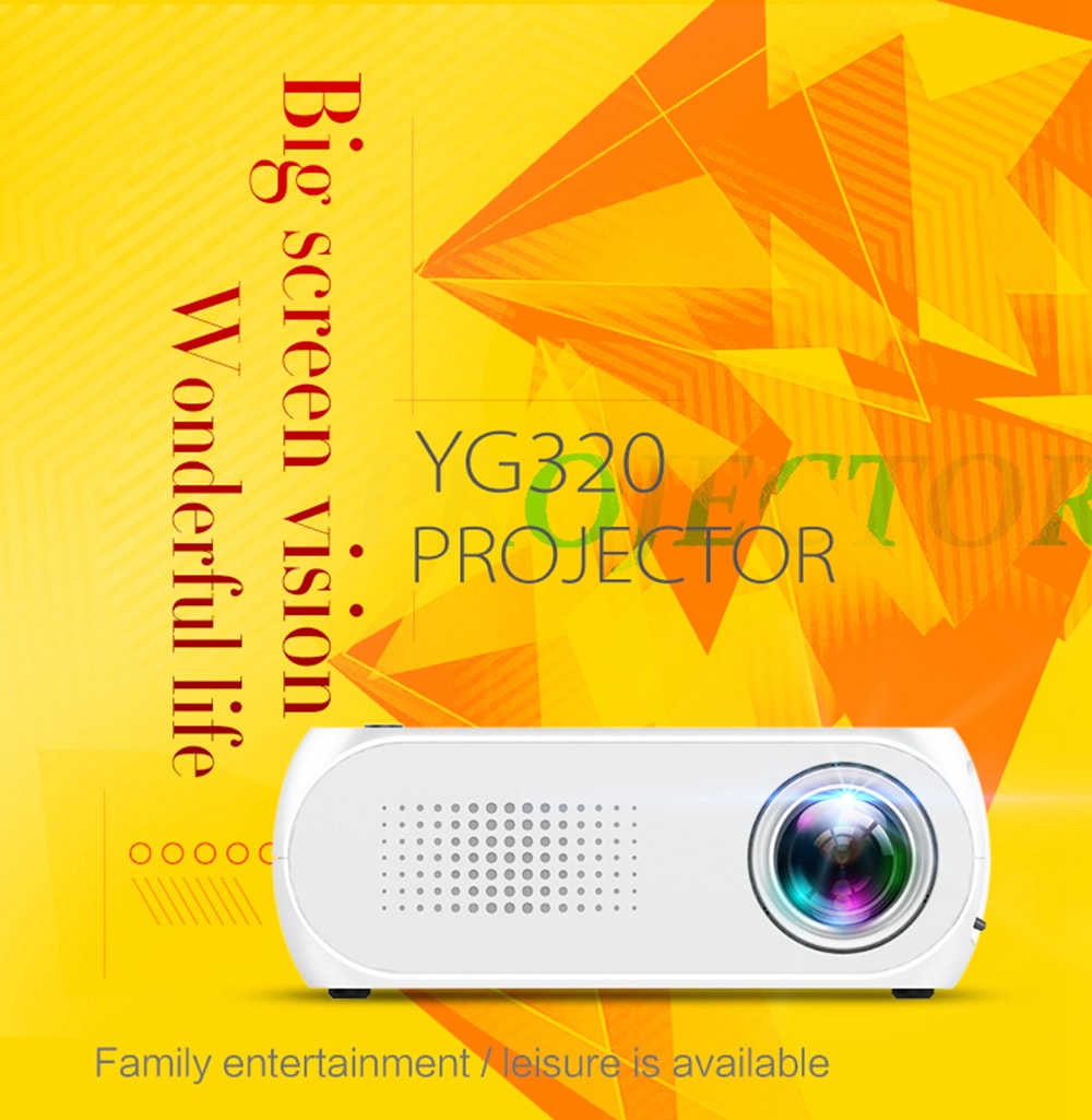 YG-320 Portable Home Mini HDMI USB LED 1080P Projector- Snow White US Plug