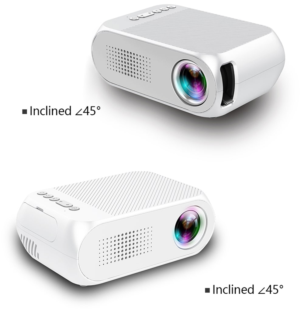 YG-320 Portable Home Mini HDMI USB LED 1080P Projector- Snow White US Plug