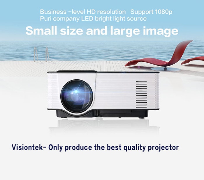 VS314 LED Projector 1500 Lumens 800 x 480 Pixels 1080P Media Player- White and Black US Plug