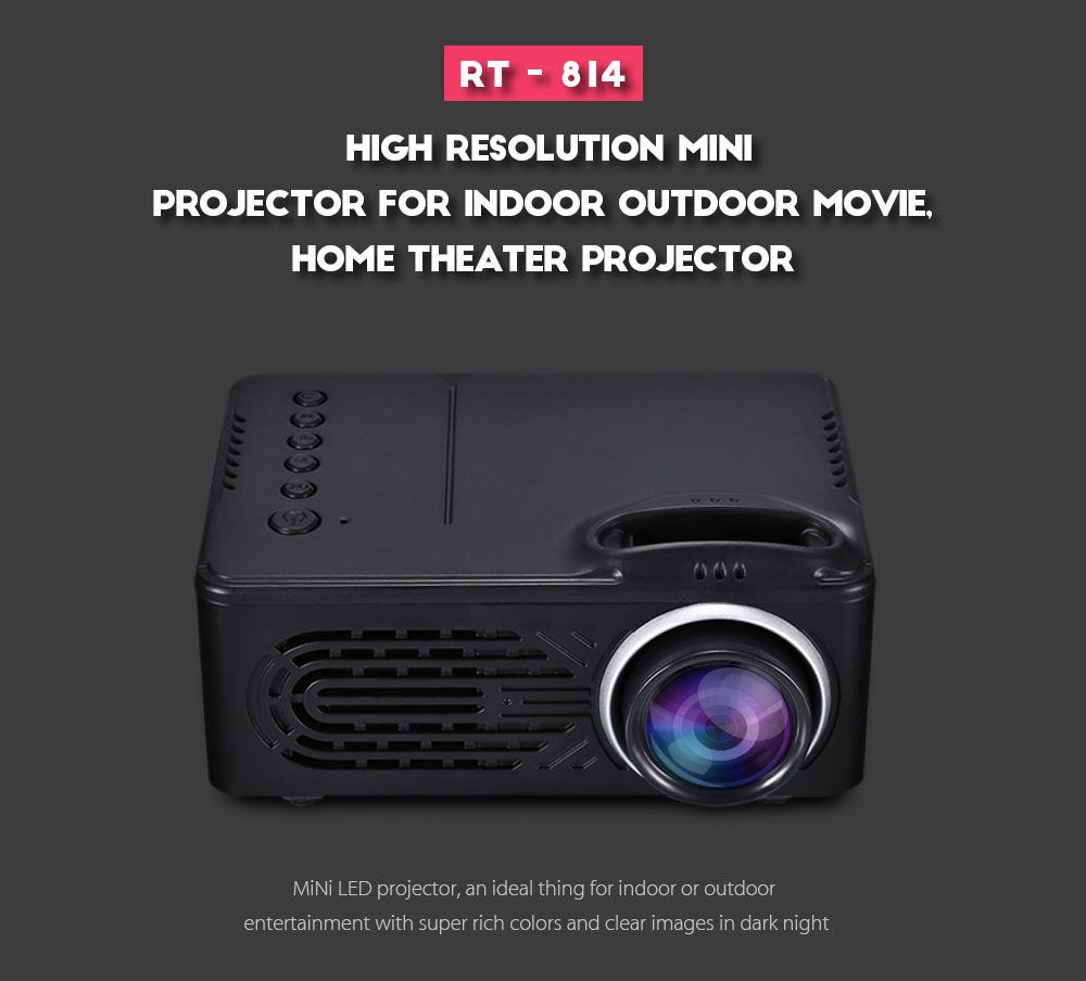 RD - 814 1080P Portable LED Mini Projector Multimedia for Photo Music Movie Text- White EU Plug