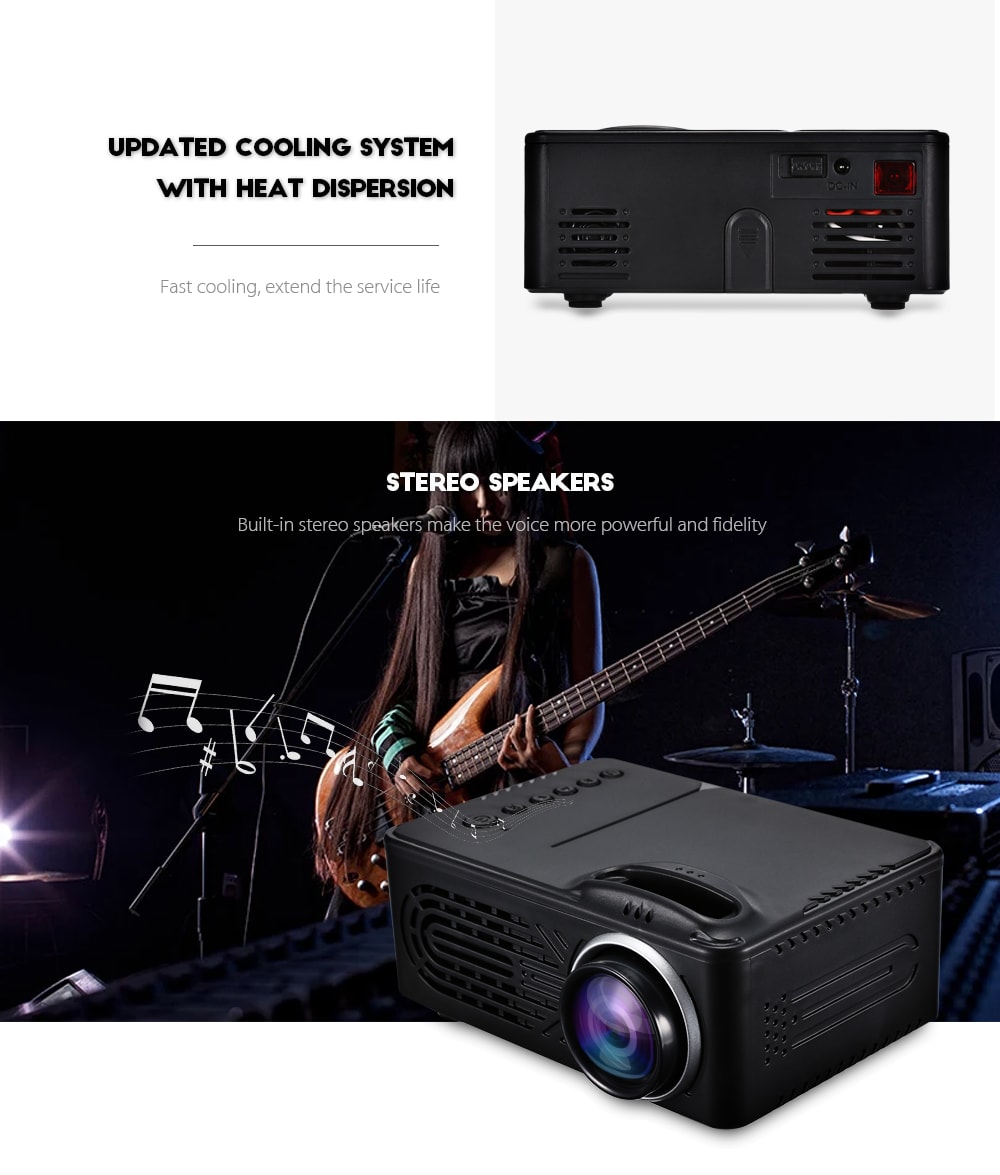 RD - 814 1080P Portable LED Mini Projector Multimedia for Photo Music Movie Text- White EU Plug