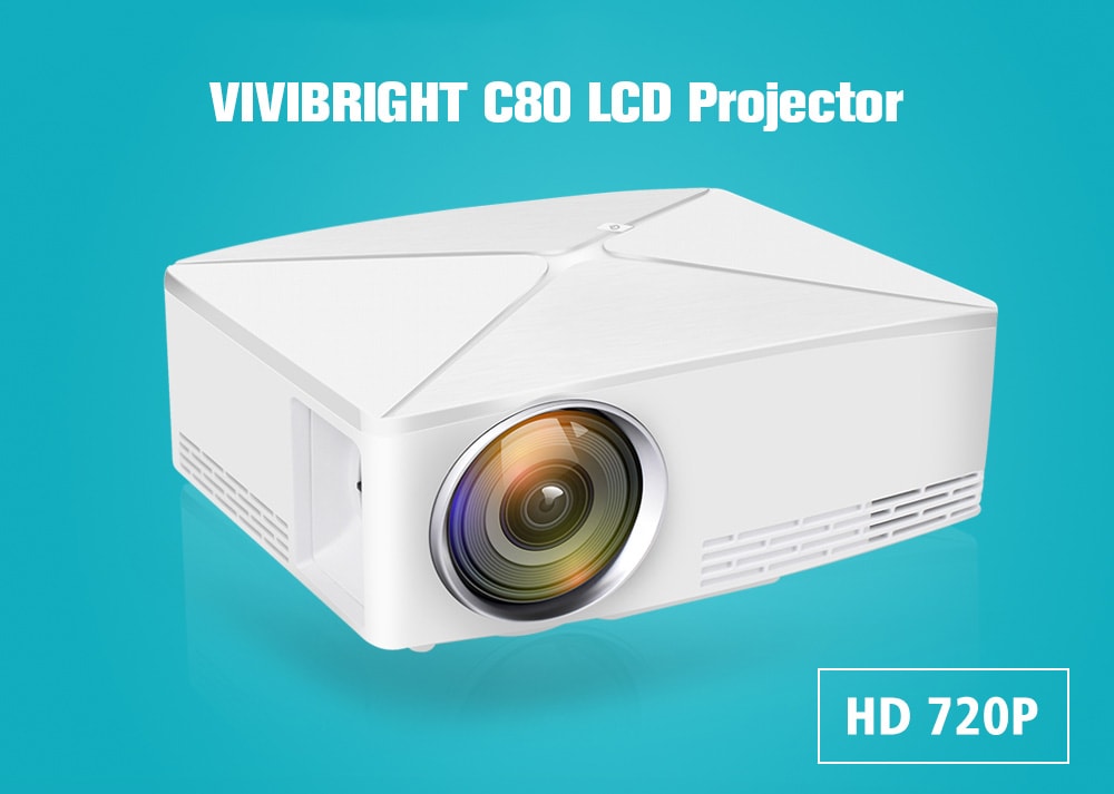 VIVIBRIGHT C80 LCD Home Theater Projector 1500 Lumens Support 1080P HDMI VGA USB for Laptop     - White EU Plug