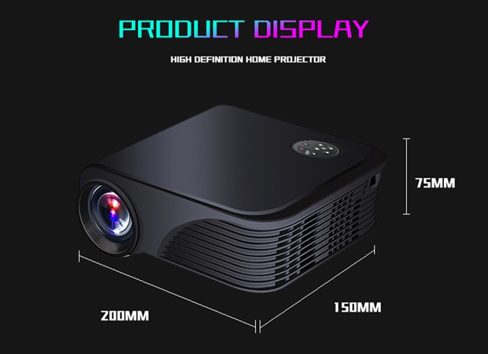 S320 LCD Projector 1800 Lumens 800 x 600 Pixels 1080P Media Player- Black US Plug