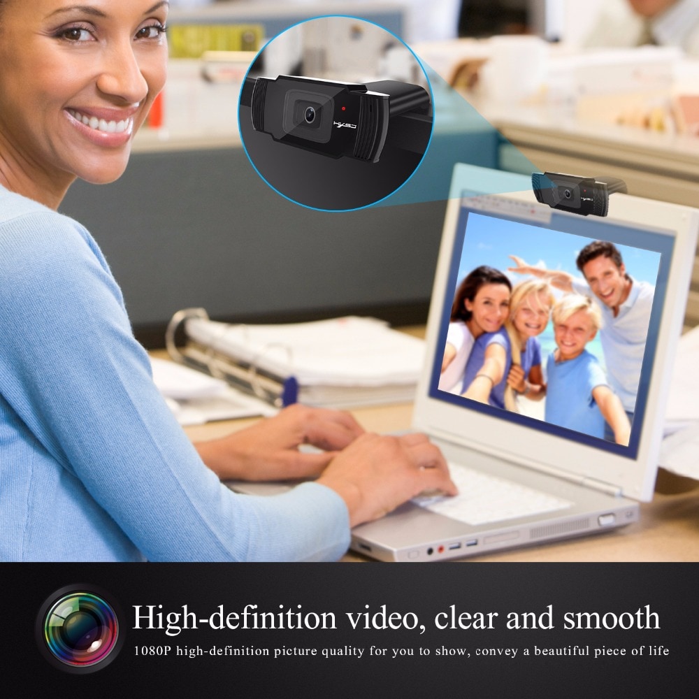 Webcam HD1080P 30FPS Auto Focus Computer Camera Sound-Absorbing Microphone- Black