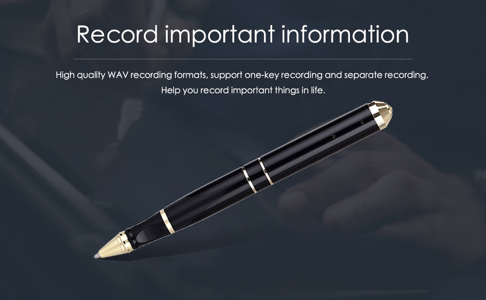 SK - 068 High Definition Noise Reduction Minitype Voice Recorder Recording Pen with 16G Memory Card  - Black 16G