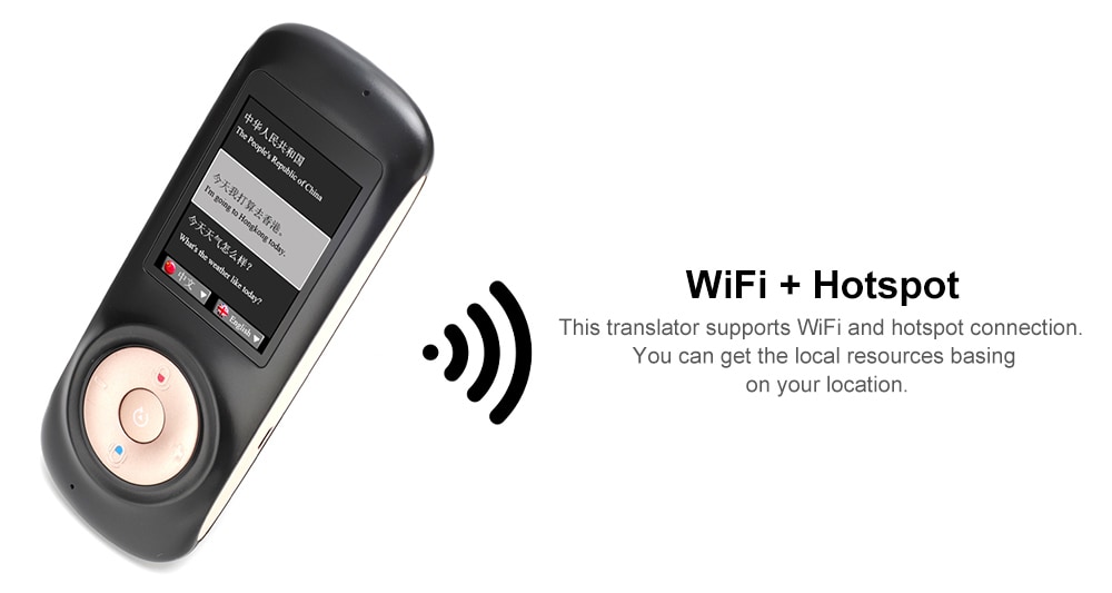 T2S Intelligent Voice Translator with 2.4 inch Touch Screen Support WiFi Hotspot 42 Languages- Black