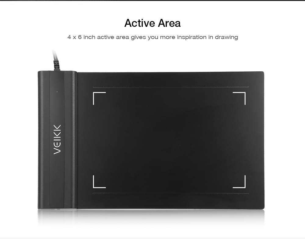 VEIKK S640 4 x 6 inch Digital Drawing Tablet with Battery-free Pen- Black