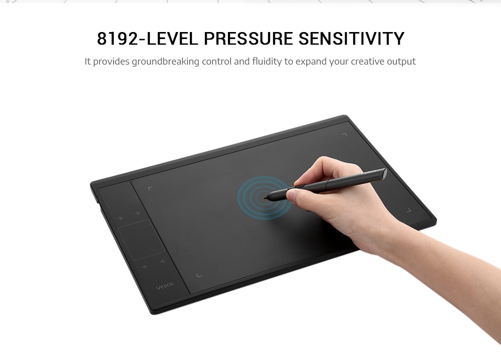 VEIKK A30 10 x 6 inch Digital Drawing Tablet with 8192 Levels Passive Pen- Black