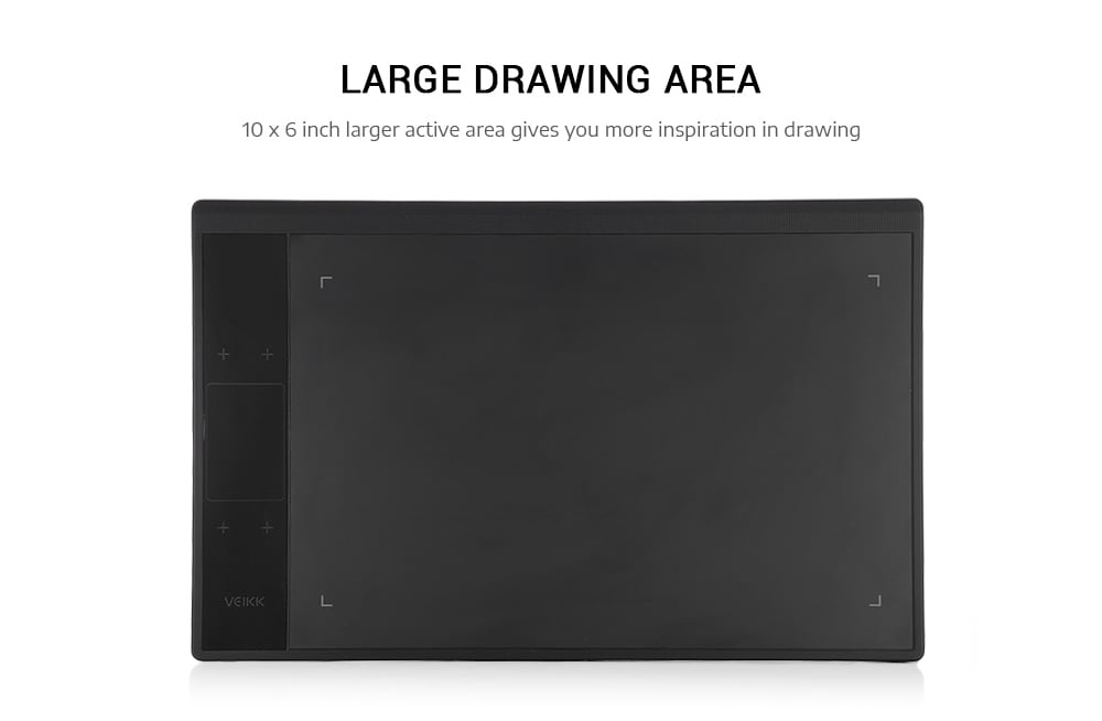 VEIKK A30 10 x 6 inch Digital Drawing Tablet with 8192 Levels Passive Pen- Black