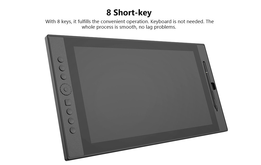 VEIKK VK1560 15.6 inch Digital Tablet LCD IPS Drawing Monitor with 8192 Level Battery Free Pen Stylus- Black UK Plug