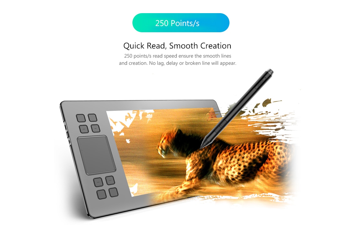 VEIKK A50 Digital Tablet Drawing Panel 0.9cm Ultra-thin 8192 Pressure Sensitivity- Black